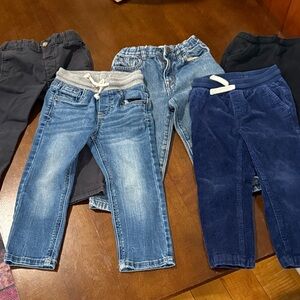 Boys 3T pants 5 pair lot Denim, Corduroy and Sweat Pants.